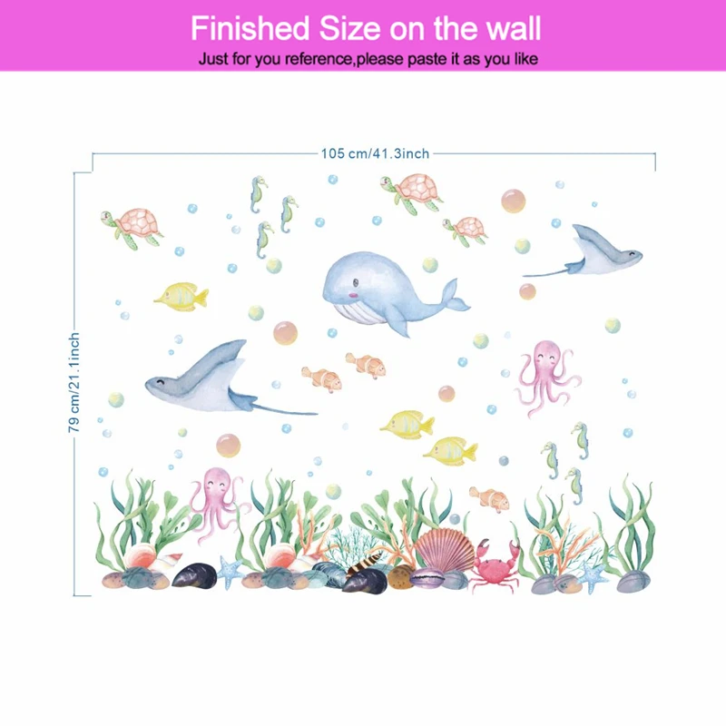 Cartoon Fishes Sealife Bubble Wall Stickers For Kids Room Bathroom Home Decoration Diy Ocean Scenery Mural Art Pvc Decals Poster