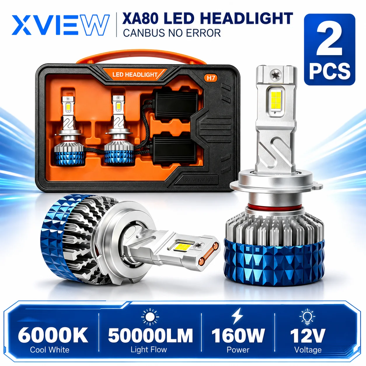 

Xview Super Bright 150W 30000LM H4 H7 H11 9005 9006 Canbus Error Free Automotive LED Headlight Bulbs 12V 24V Hi Lo Beam