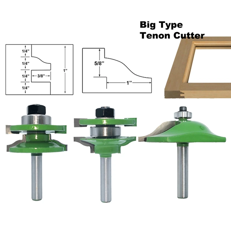 Mortise e Tenon Faca Combinação, S-Type, Side R Painel da porta, acessório da ferramenta faca, 8mm, 3 Pcs Set