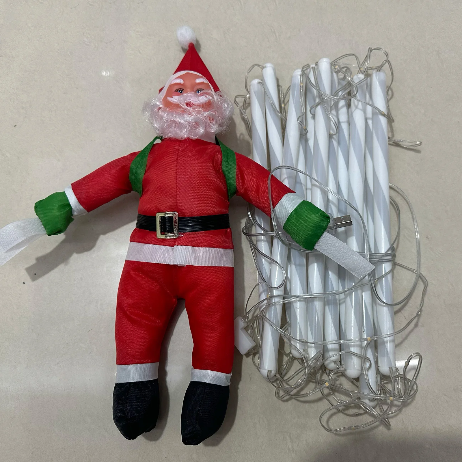 أضواء سلم عيد الميلاد LED مع سلسلة دمية سانتا كلوز ضوء USB داخلي خارجي حديقة المنزل زينة عيد الميلاد