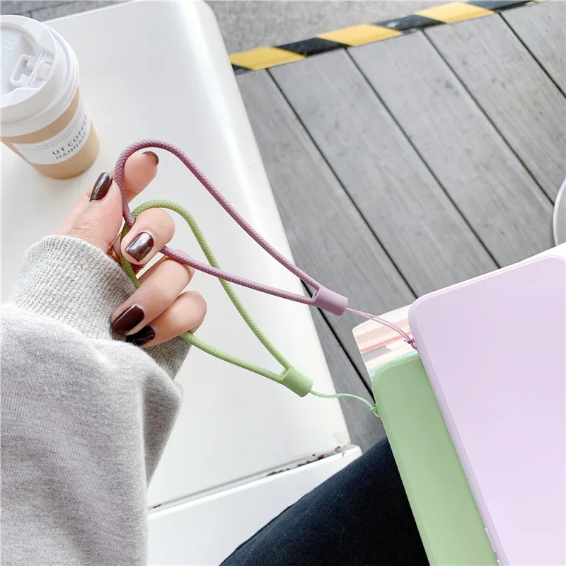 Correia do telefone do silicone líquido pastel correia do telefone de pulso para o iphone 13 12 11 caso xiaomi samsung telefone alças de pulso pendurado corda