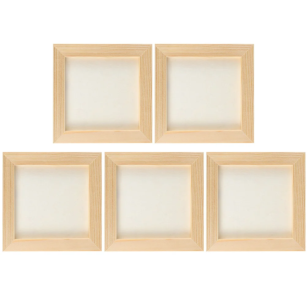 8 pcs Unfinished Picture Frame Wood DIY Painting Frame Clay Wooden Blank Frames