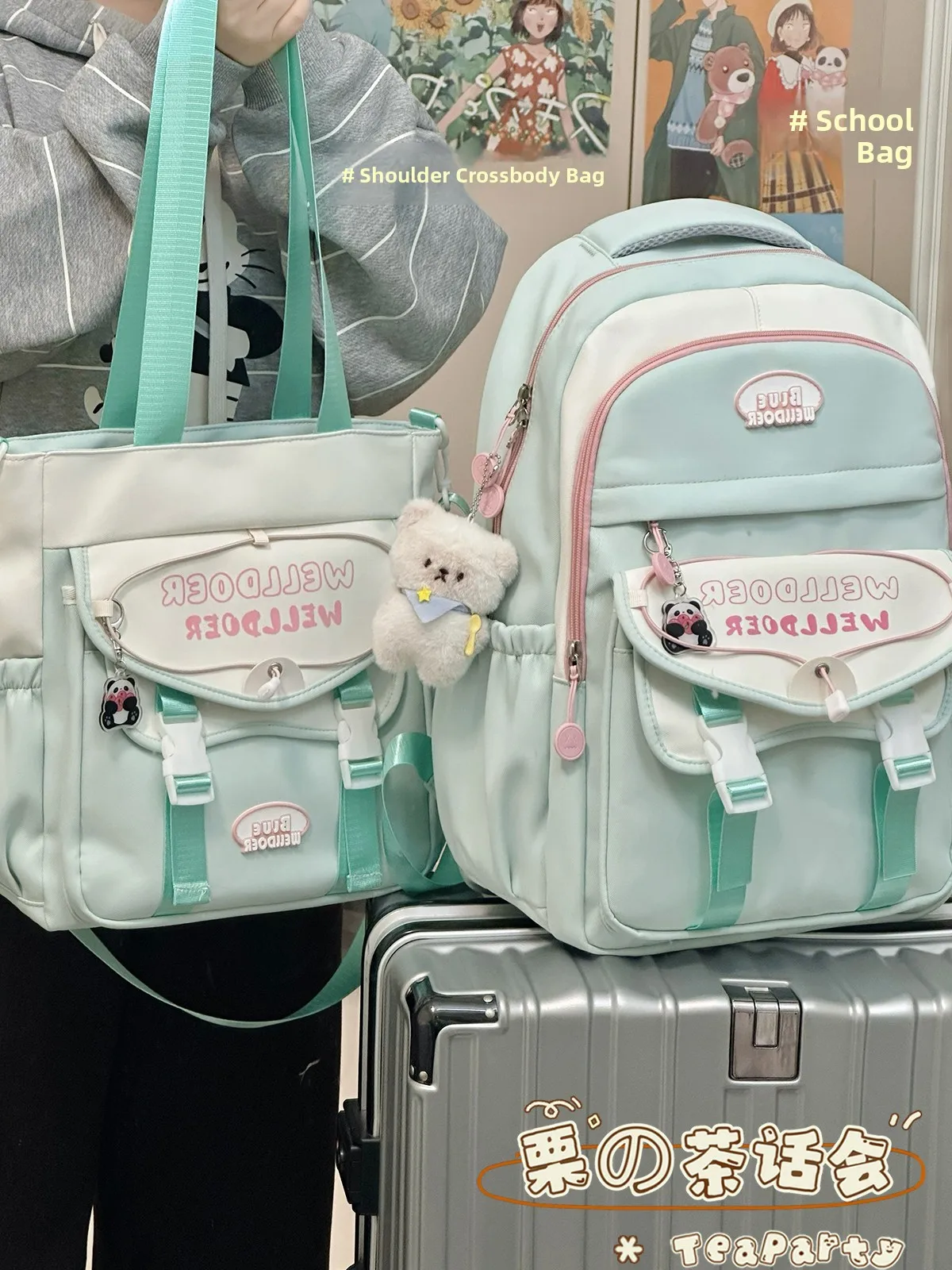 Симпатичная японская школьная сумка Sle, большая емкость, школьница старшеклассницы вместо путешествий, отдыха, двойная сумка на плечо, уменьшающая нагрузка