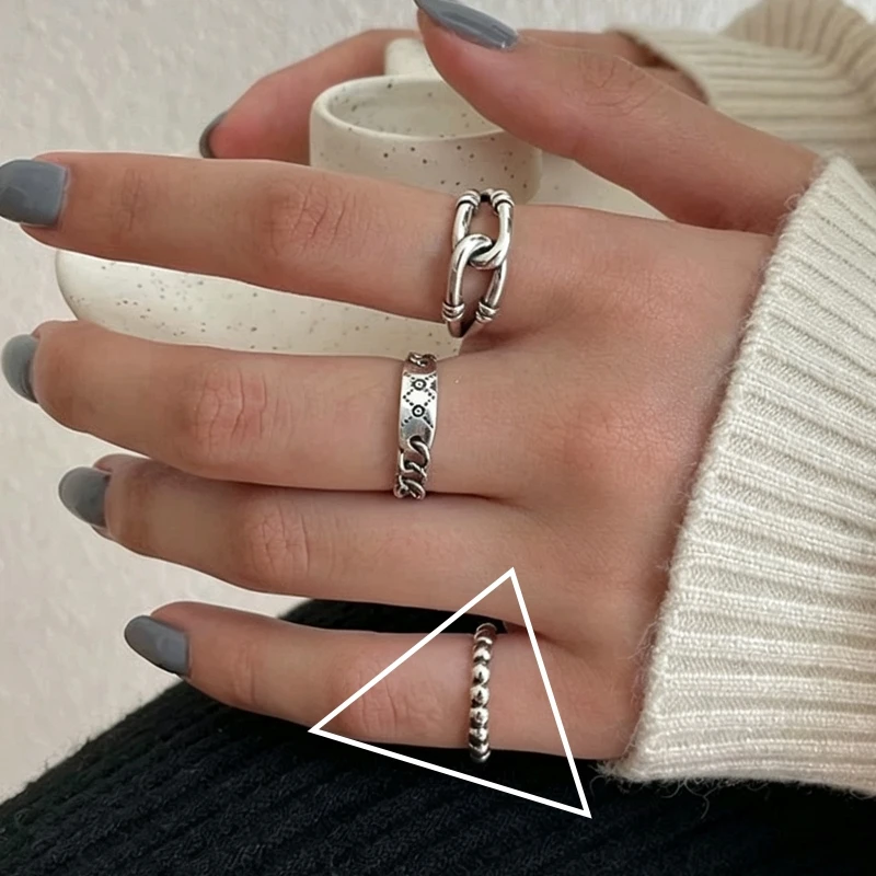 Women's 925 Sterling Silver Adjustable Black Stone Stackable Ring