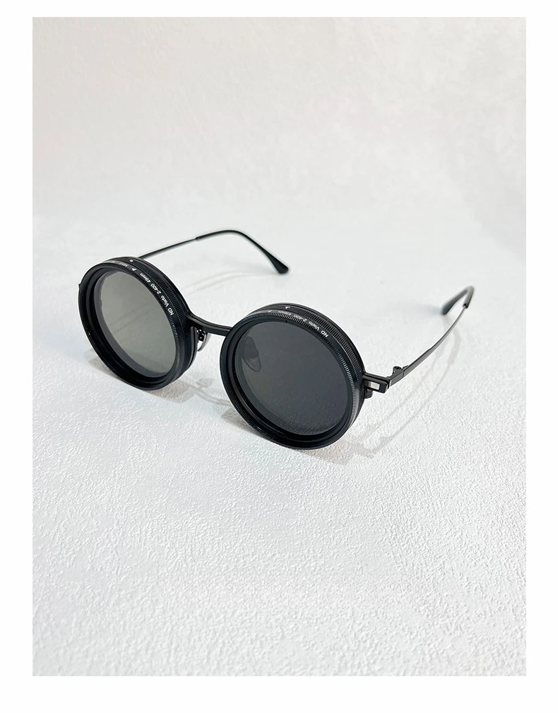 Hecho a mano ND9 Retro Punk polarizado hombres redondo Clip