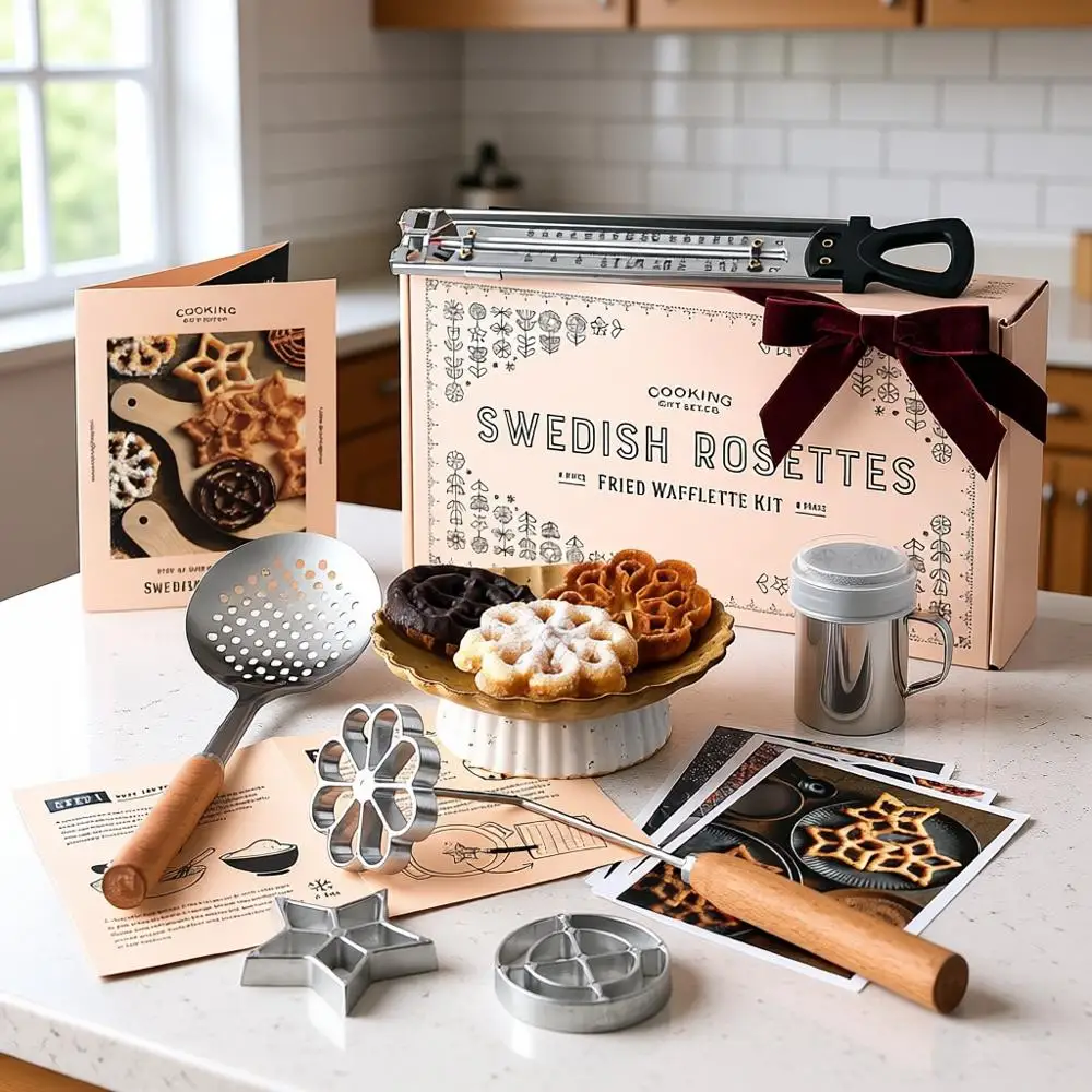 

Rosette Iron Set with Handle - Heart-Shaped Cookie Molds for Valentine's Day & Unique Kitchen Gift Ideas