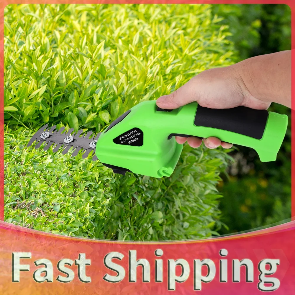 2 in 1 Handheld Hedge Trimmer Rechargeable Grass Cutter Lightweight Garden Pruning Shears Shrub Trimmer for Garden Yard Lawn