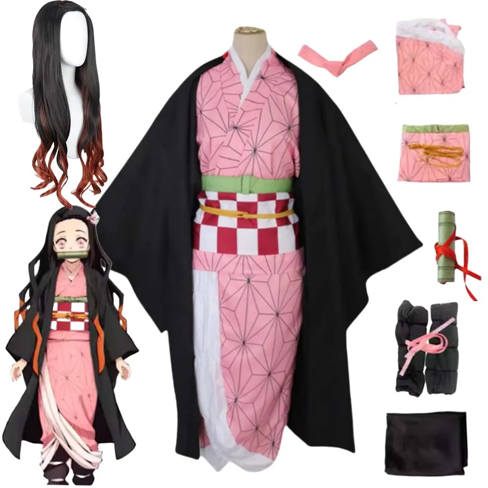 Spiel Dämon Slayer Nezuko Cosplay Kostüm Kinder Shinobu Kostüm Japanischen Anime Cartoon Halloween Kostüm Weihnachten Geschenke Rolle Spielen