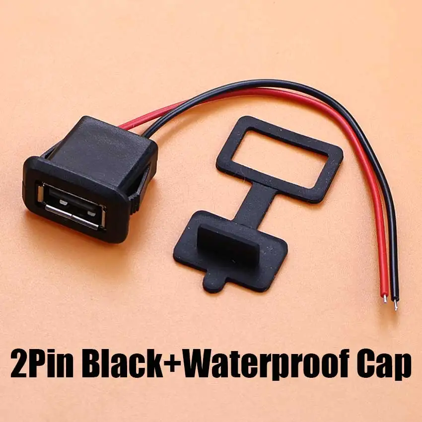 1/5pcs 2Pin 4Pin USB 2.0 Female Power Jack 2P 4P USB A Charging Port Connector With DIY Cable PH2.0 Terminal USB Charger Socket
