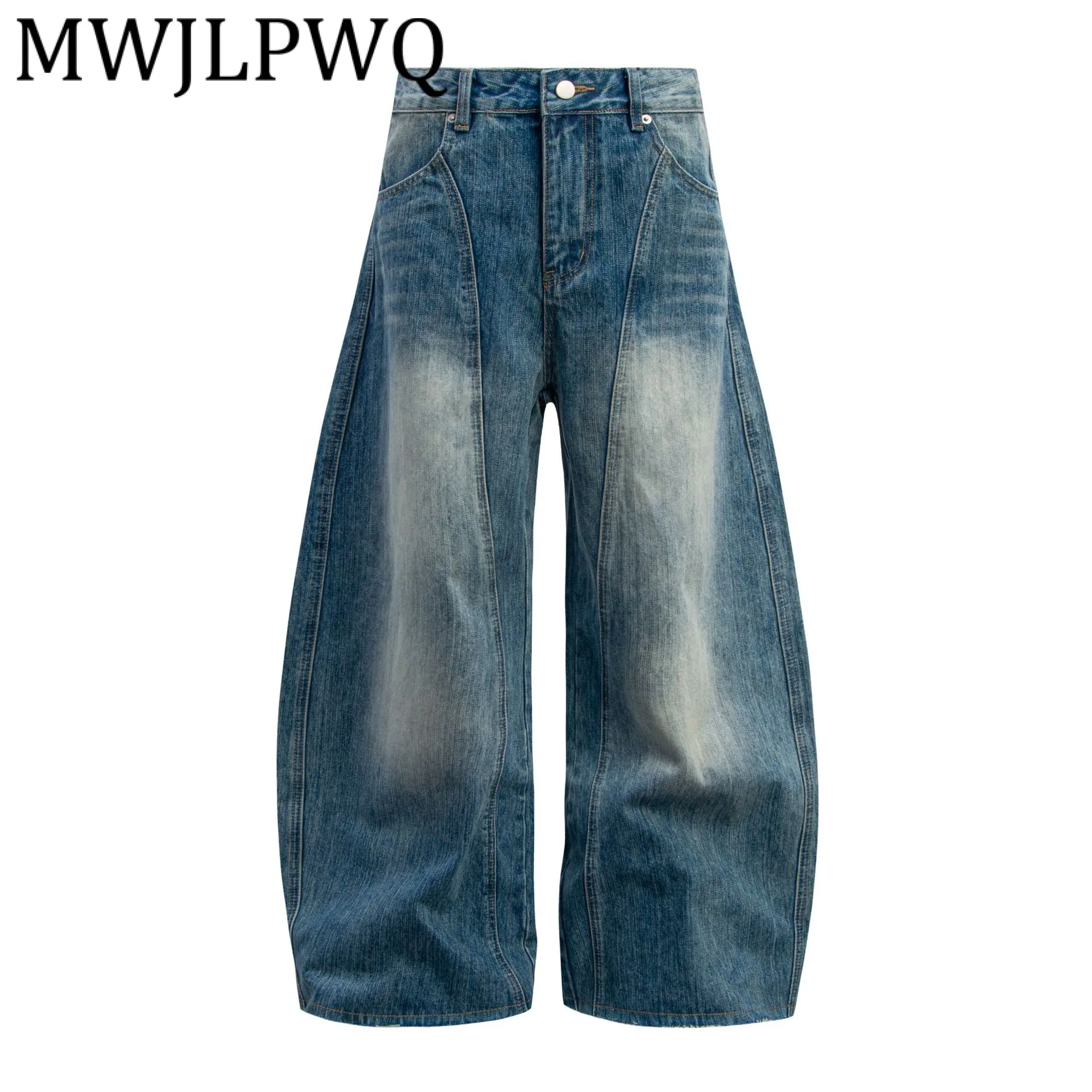 

MWJLPWQ Американский стиль, чистый крой, сверхмощные джинсовые брюки Machete, деконструтный дизайн, повседневные широкие джинсы, новинка 2024, 21660