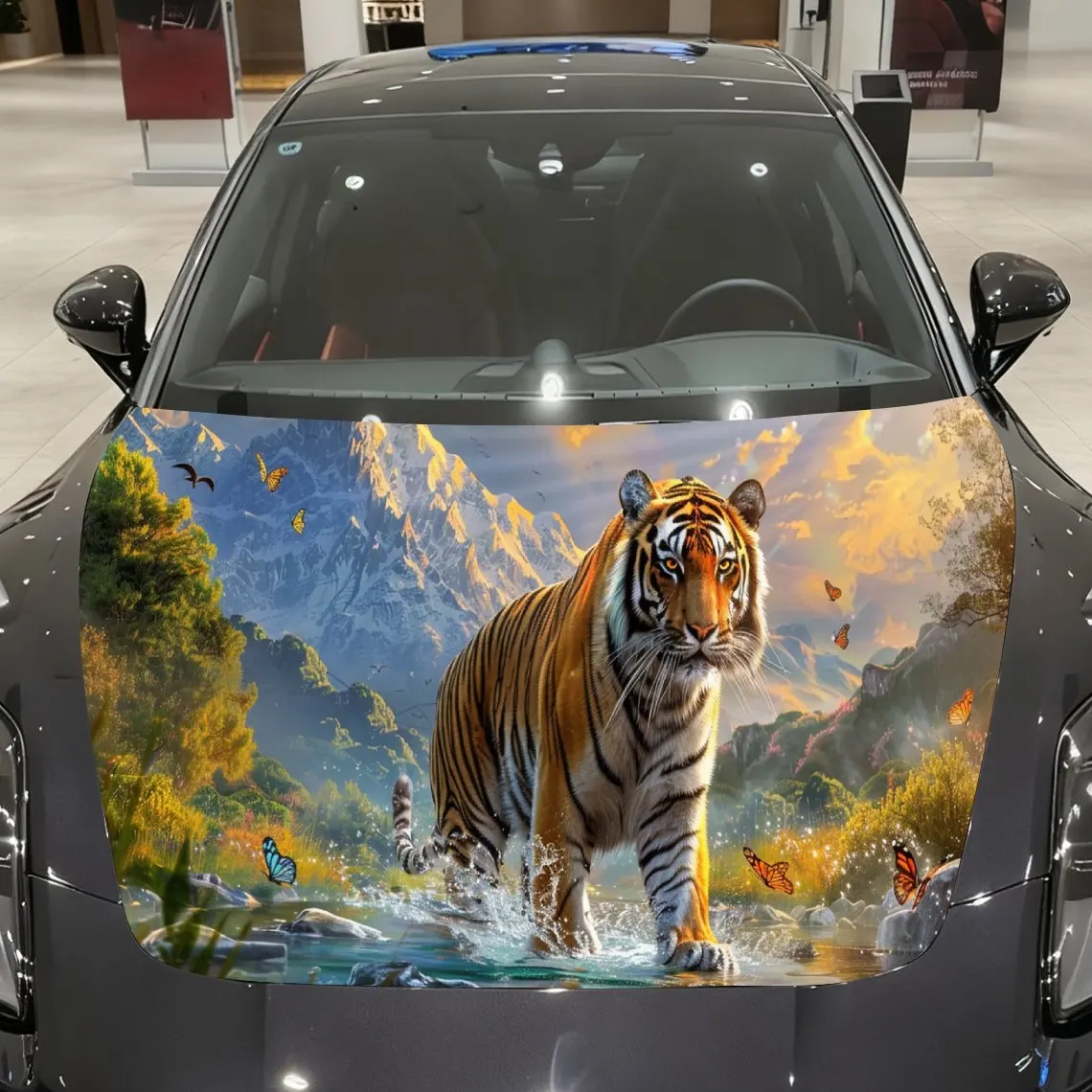 

Serene River Tiger Car Hood Stickers - Self-Adhesive, Waterproof and Durable Vinyl Wrap, Decorate And Protect Your Car - The Gif