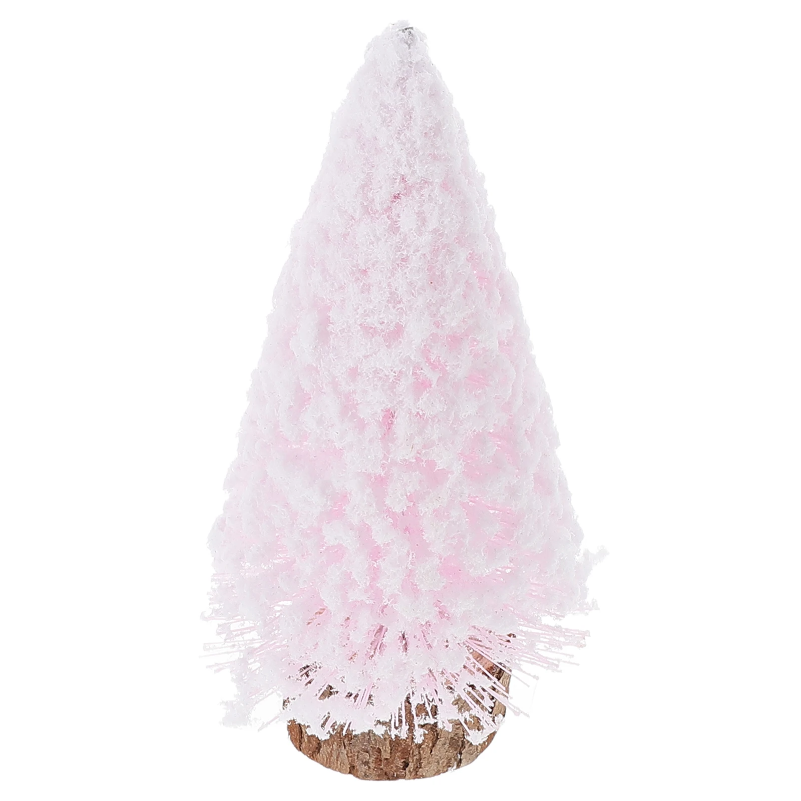 

Miniature Christmas Snow Flocked Xmas Wood Base Tabletop Pine Micro Landscape Figurines Winter Holiday Decorations Small