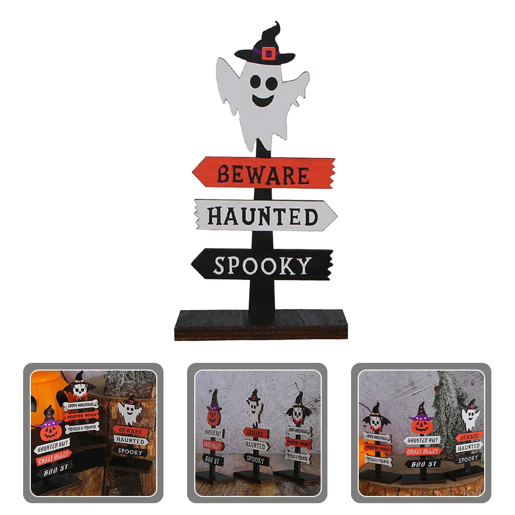 

Wooden Halloween Decoration, Tabletop Centerpiece Sign For Party Home Office Mall Decor, Haunted Craft, Festive