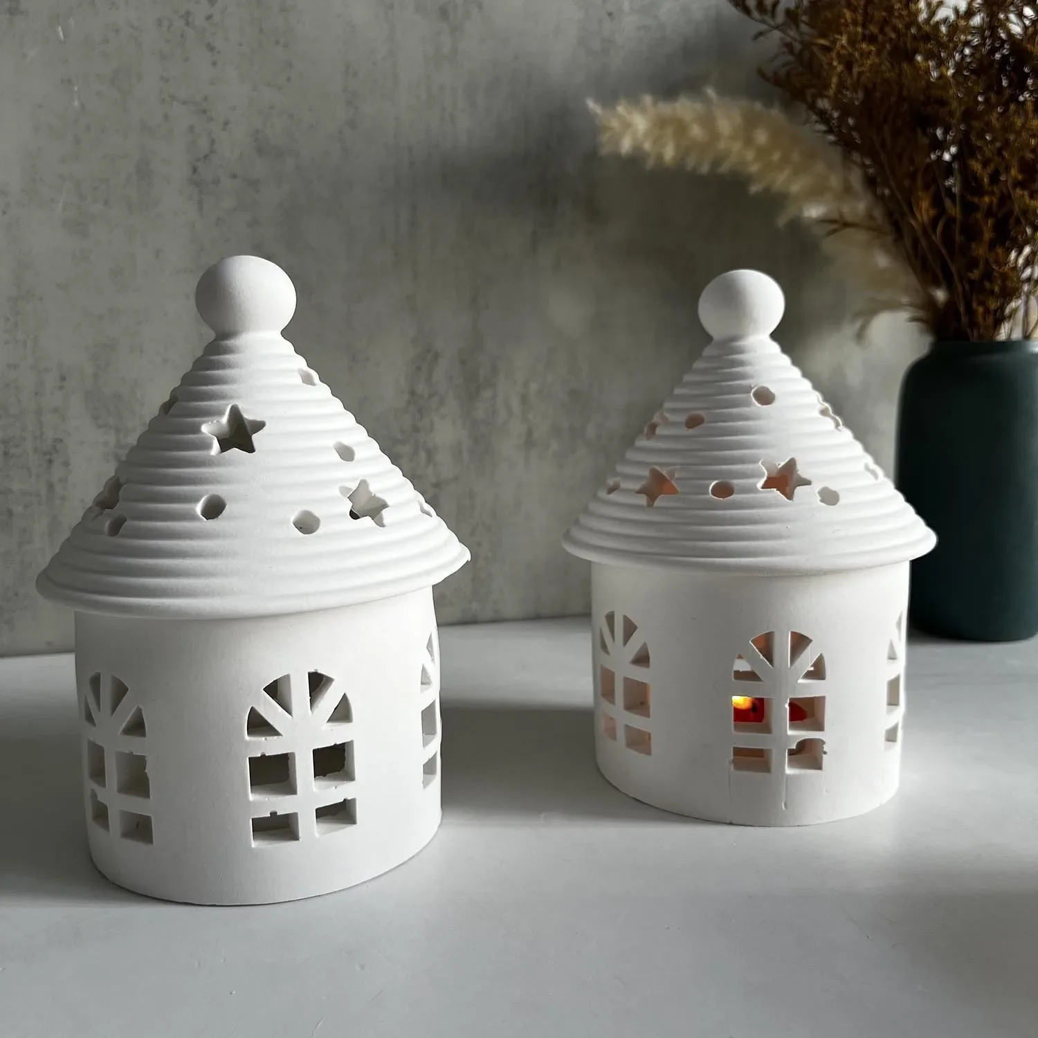 DIY Yurt House Silicone Mould Starry Sky Dome Tealight House Mold Lantern Houses Gypsum Mold Hollow Castle Storage Box molds