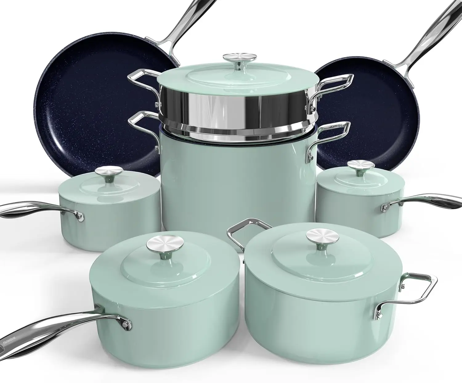 

13-Piece Forged Lightweight Cookware Set, PFAS-Free Ceramic Coating, Ultra Non-Stick, Induction Ready for All Cooktops