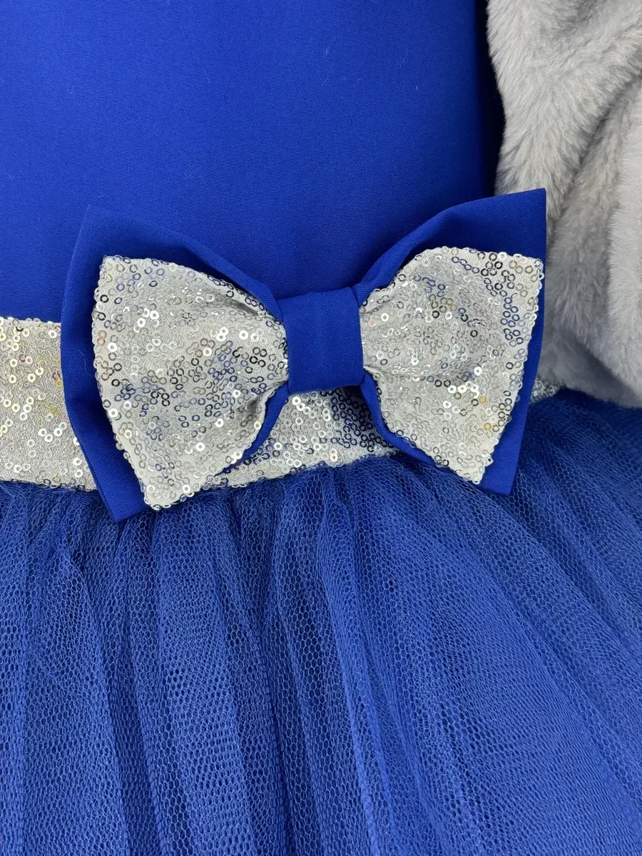 Vestido azul orelhas longas coelho mascote cosutume orelha lop cosplay natal masquerade festa desfile roupas adulto vestido extravagante