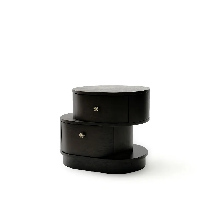 Minimalist light luxury smoked veneer special-shaped creative bedroom household bedside table