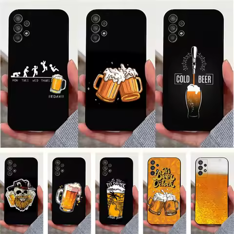 Lnteresting Beer Printing Phone Case For Samsung S25,S24,S23,S22,S20,S21,S10,Ultra,Plus,Lite,FE,Soft Silicone Black Cover