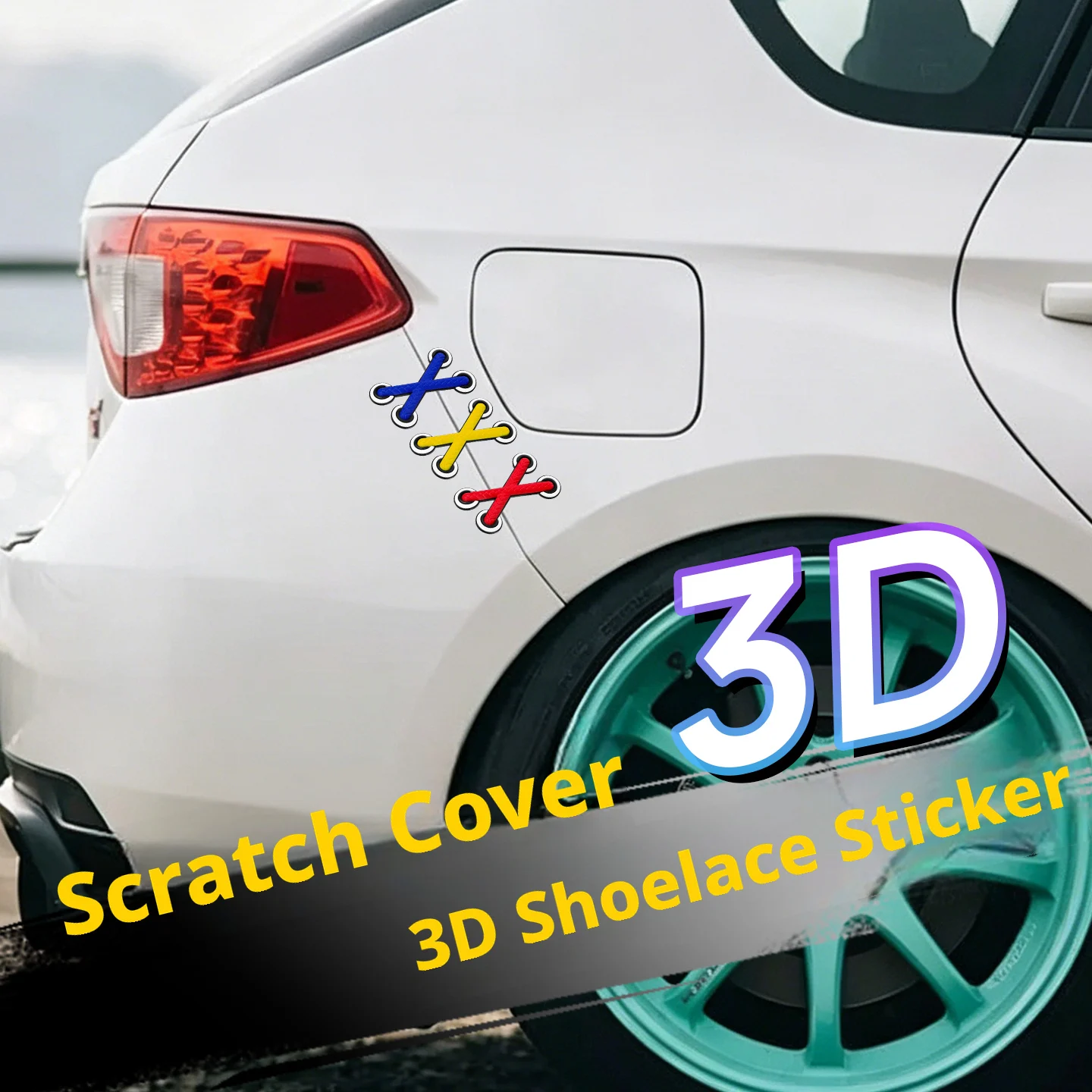 3D Stereo Simulated Shoelace Sticker Creative Car Scratch Cover Decal Universal Moto EBike Waterproof Decor Stickers