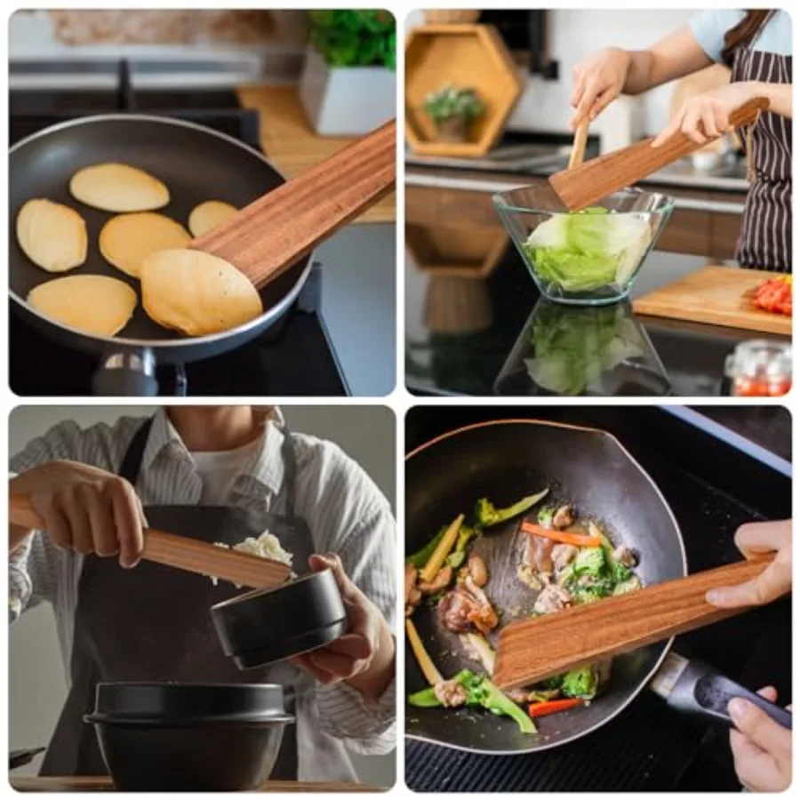 9.8 بوصة ملعقة خشبية صغيرة من السنط للمطبخ الصغير/ملعقة خارجية مكشطة البيض المسطحة الخشبية أدوات الخشب Cng الخشب الوجه