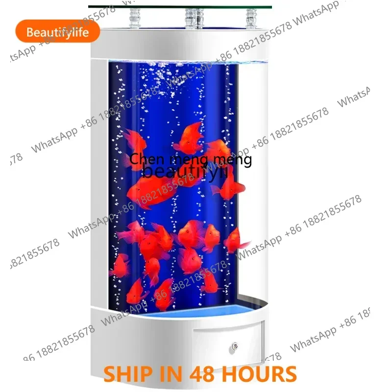 

Semicircle Living Room Small Fish Tank Automatic Circulation Filter Aquarium H