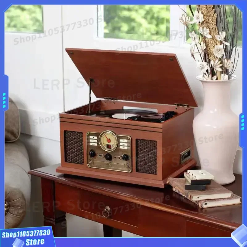 Vintage Bluetooth Speaker Retro Phonograph Vinyl Record Player CD Radio Multi Functional Integrated Audio System Home Decor