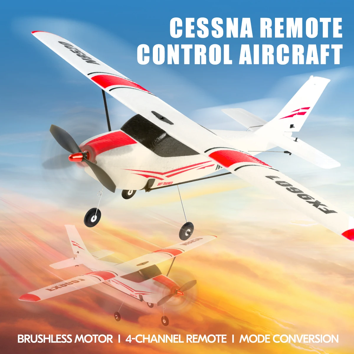 Fx9601 Rc Aircraft Cessna Fighter  2.4g 4-Channel Brushless Motor Fixed Wing Remote Control Toy Aircraft Flight Model Toy Gift