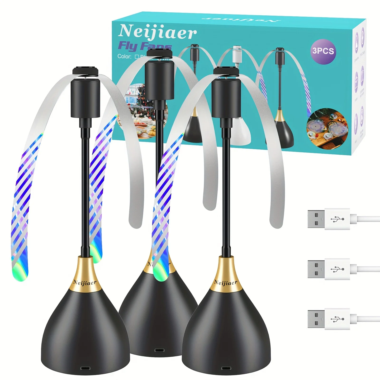 Practical Fly Repellent Fan with Soft Blades for Tables, USB or Batteries Powered, Soundless and Portable Keeps Your Food Clean
