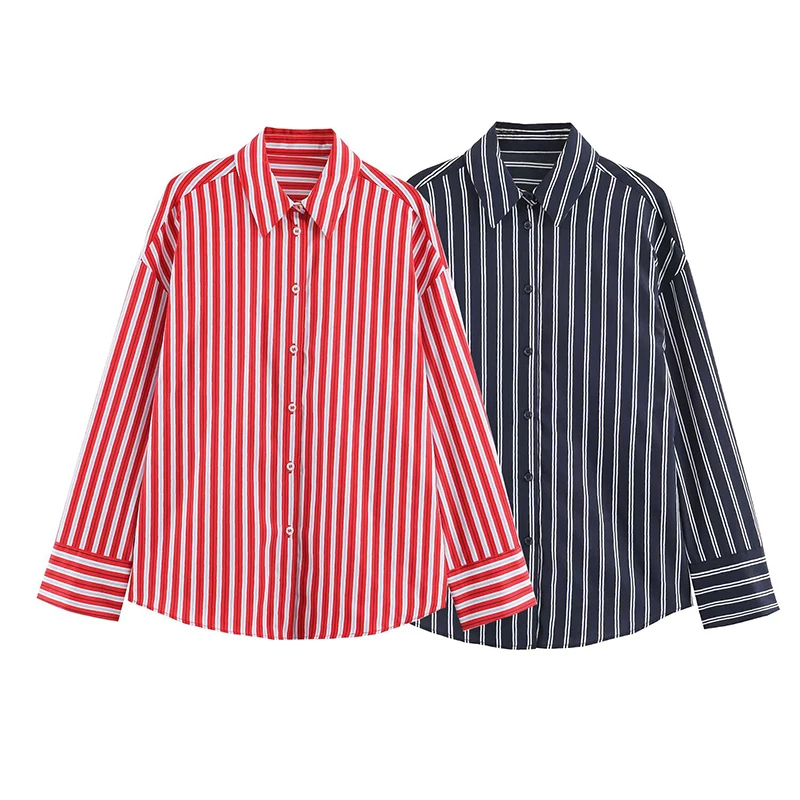Autumn Shirts Women's 2026 New Fashion Striped Loose Elegant Young Blouses Fall Chic Leisure Travel Joker Women's Shirts Street