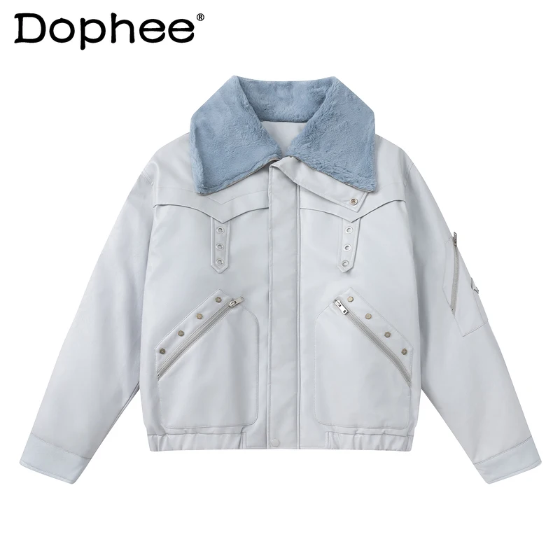 

Fashion High-End Lapel Rivet Parkas Men Women 2025 Winter New Thickened Jackets Handsome Multi Zipper Design Long Sleeve Parkas