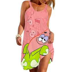 Urocza sukienka damska najnowsza stylowa sukienka plażowa SpongeBob kreskówka sukienka 2024 letnia moda wygodna sukienka na co dzień