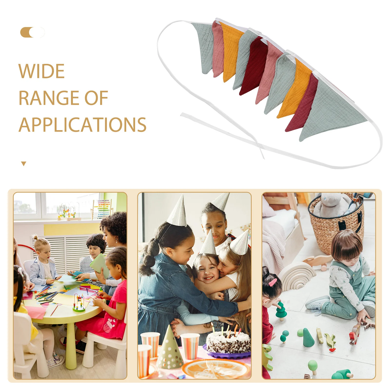 

Triangle Flags Banner Festive Atmosphere Decoration Soft Touch Childrens Room Parties Birthday Holiday Celebrations