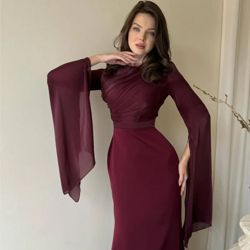 

Luxury Sexy Slim Evening Long Dress Women Long Flare Sleeve High Waist Party Dresses 2025 Winter Elegant Party Robe Ropa Mujer