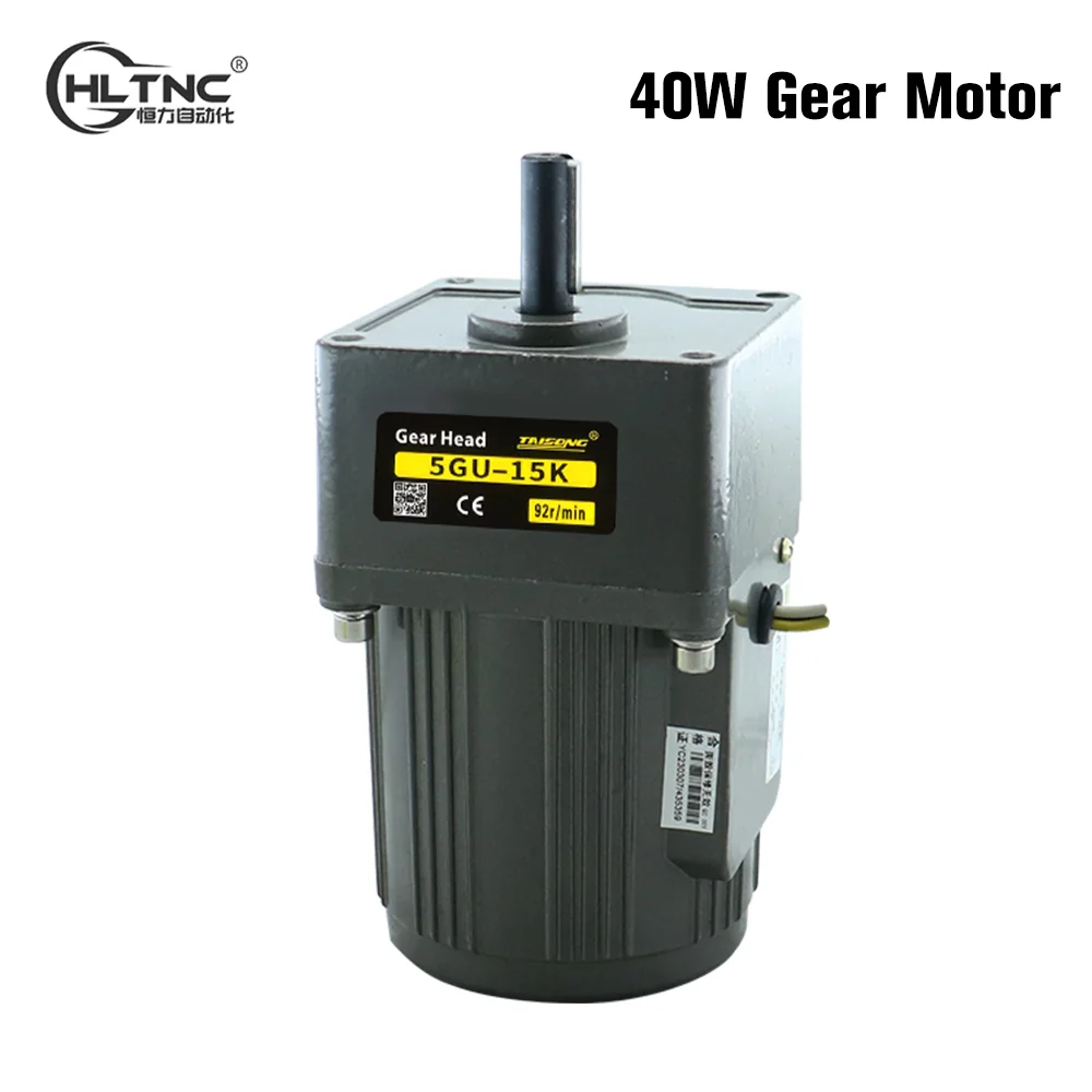 

HLTNC 5IK40 40W 220V AC Single Phase 5 to 1400Rpm Micro Gear Reduction Induction Motor With 90mm Flange For CNC Small Machine
