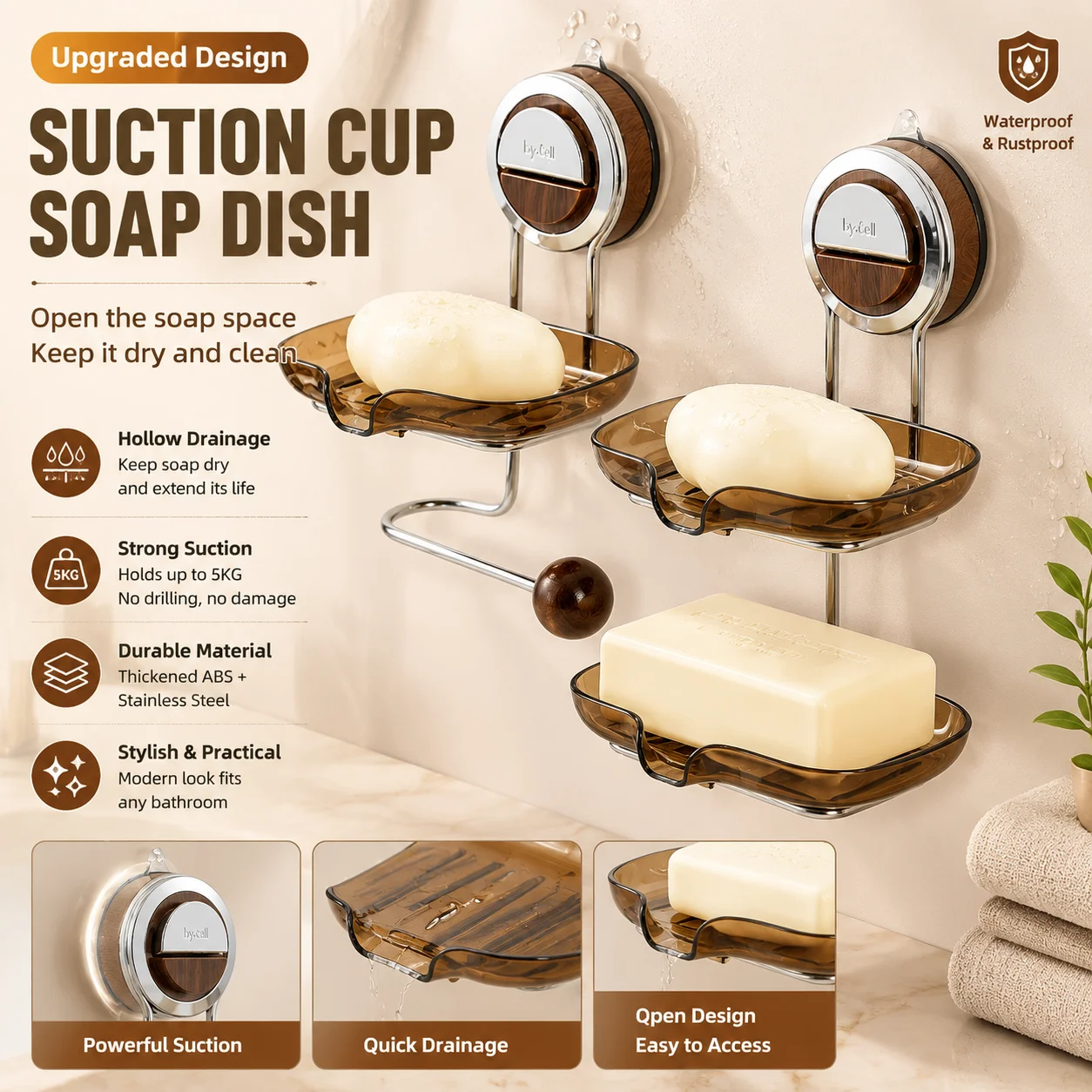 Medieval style suction cup, soap box, no punching, wall-mounted rack, bathroom, toilet drain storage rack, soap box.