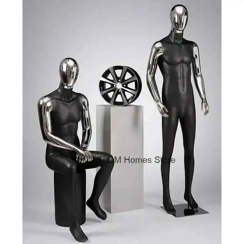 Mannequins Mannequins Light Full Body Silver Luxury for Display Windows Creative FRP Mannequins for Men's Clothing Store Modern
