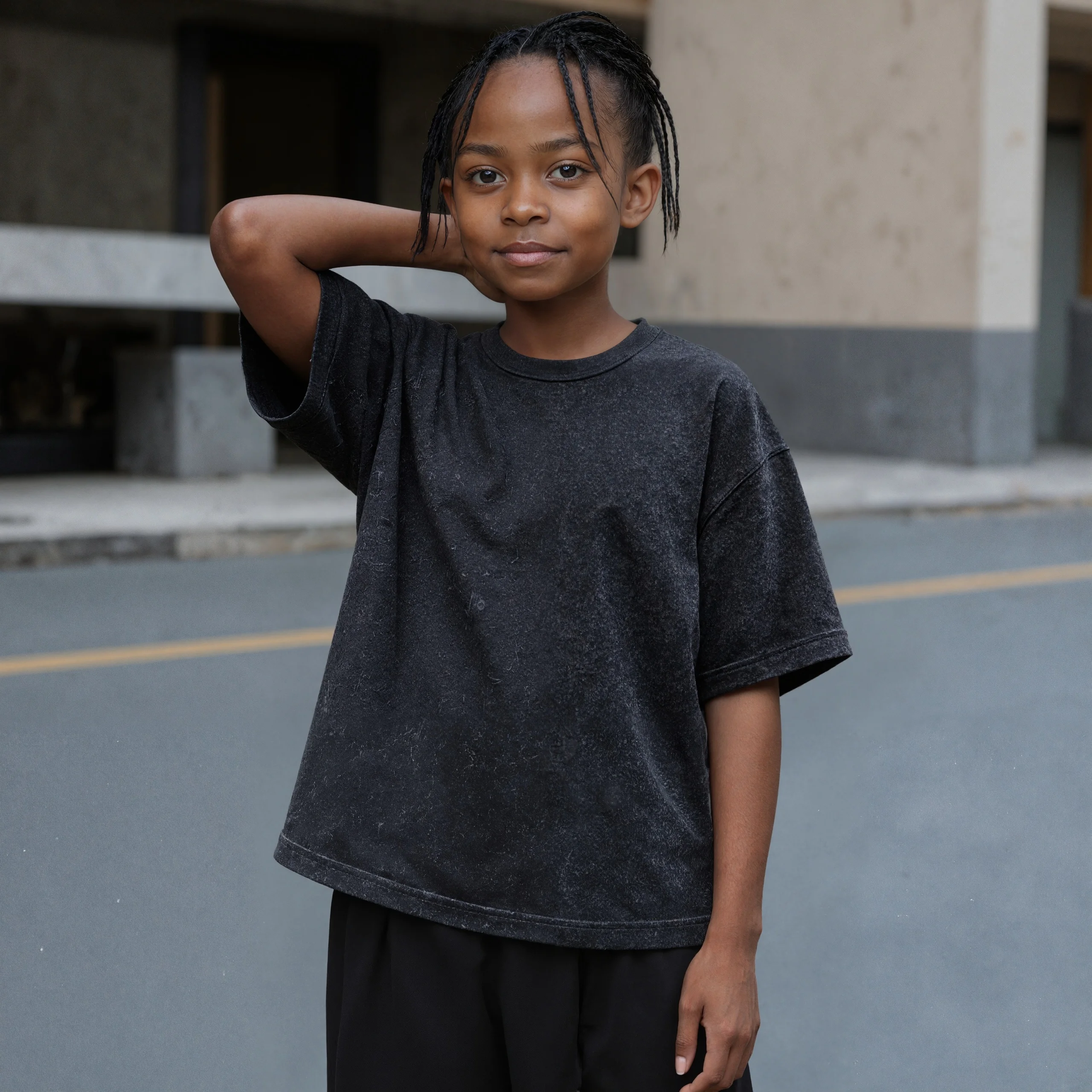 

Children's Washed T-Shirt Solid Color Short-Sleeved Loose 100% Cotton Retro Street Wash Tshirts Boys And Girls Kid's Clothing