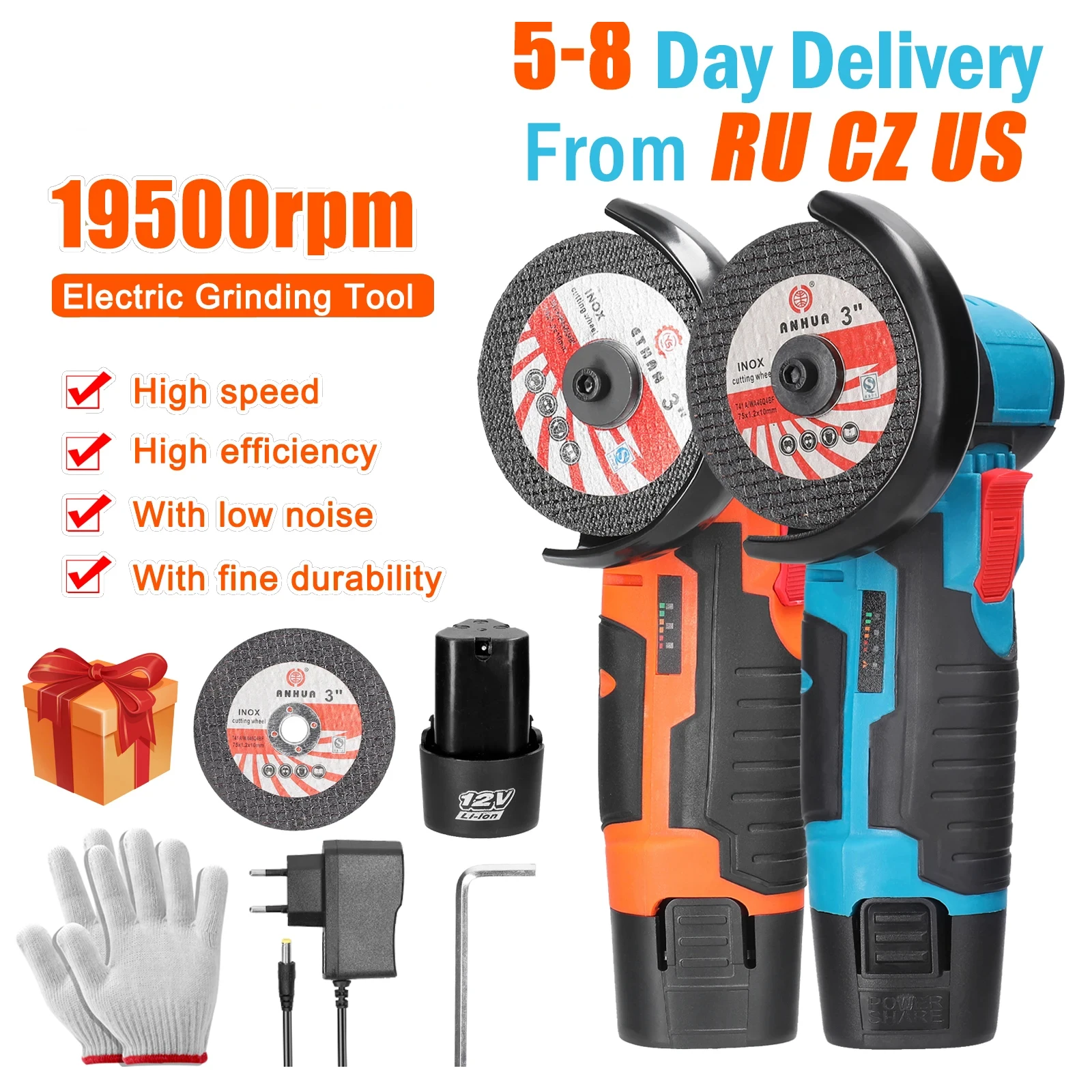 Geevorks Brushed/Brushless Angle Grinder 19500RPM With Rechargeable Lithium Battery Cordless Polishing Machine Grinder PowerTool