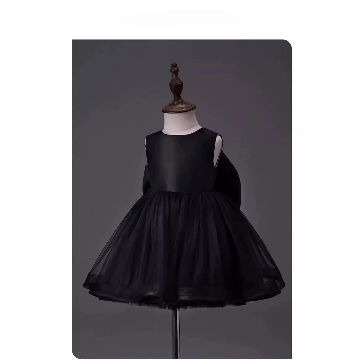 Baby Girls First Birthday Dress Winter High End Piano Performance Gauze Dress Sweet Princess Dress Black