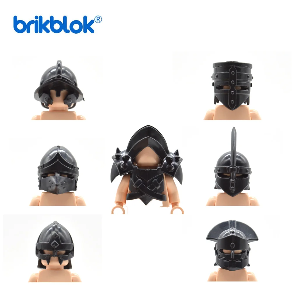 Medieval Knights Accessories for Minifig Building blocks Toys Armor Ax Spear Helmet Rome Warrior Weapons Sword Shield MOC