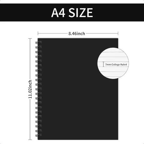 रेखांकित सर्पिल नोटबुक A4 बड़ी काली जर्नल 8.5 x 114 पैक 7 मिमी कॉलेज शासित हार्डकवर नोटबुक 160 पृष्ठ 100GSM मोटा कागज 10 best sales नोटबुक A4 - №10