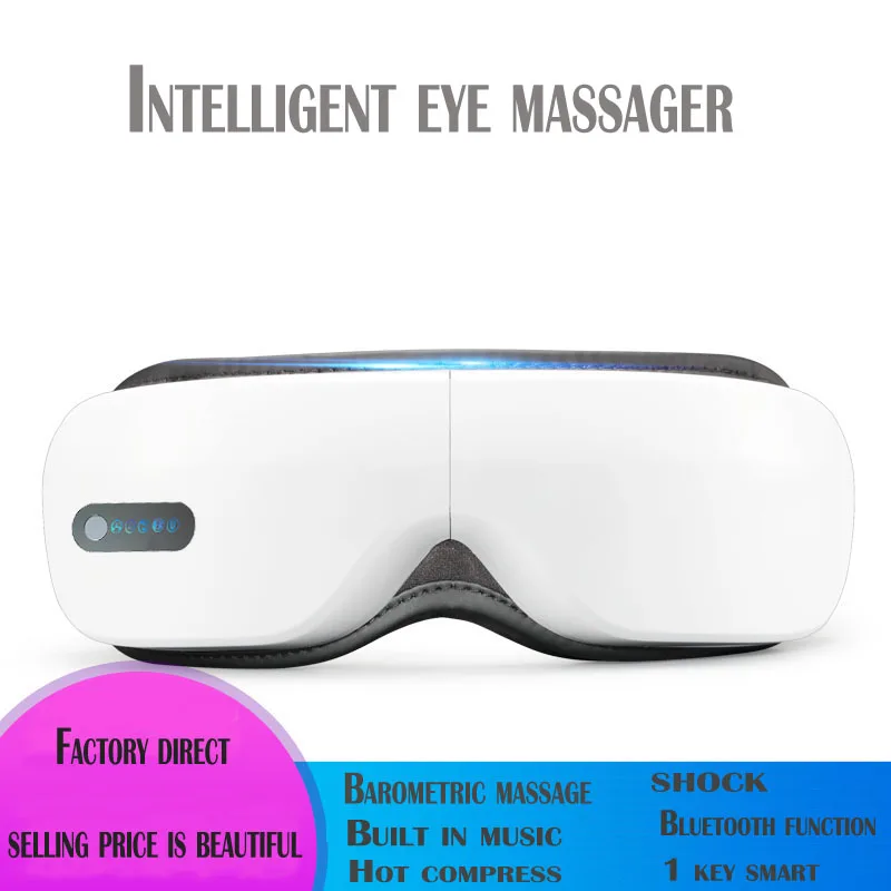 Masajeador ocular inteligente 6D, instrumento de vibración para el cuidado de los ojos, compresa caliente, gafas de masaje ocular Bluetooth, bolsa para fatiga y arrugas