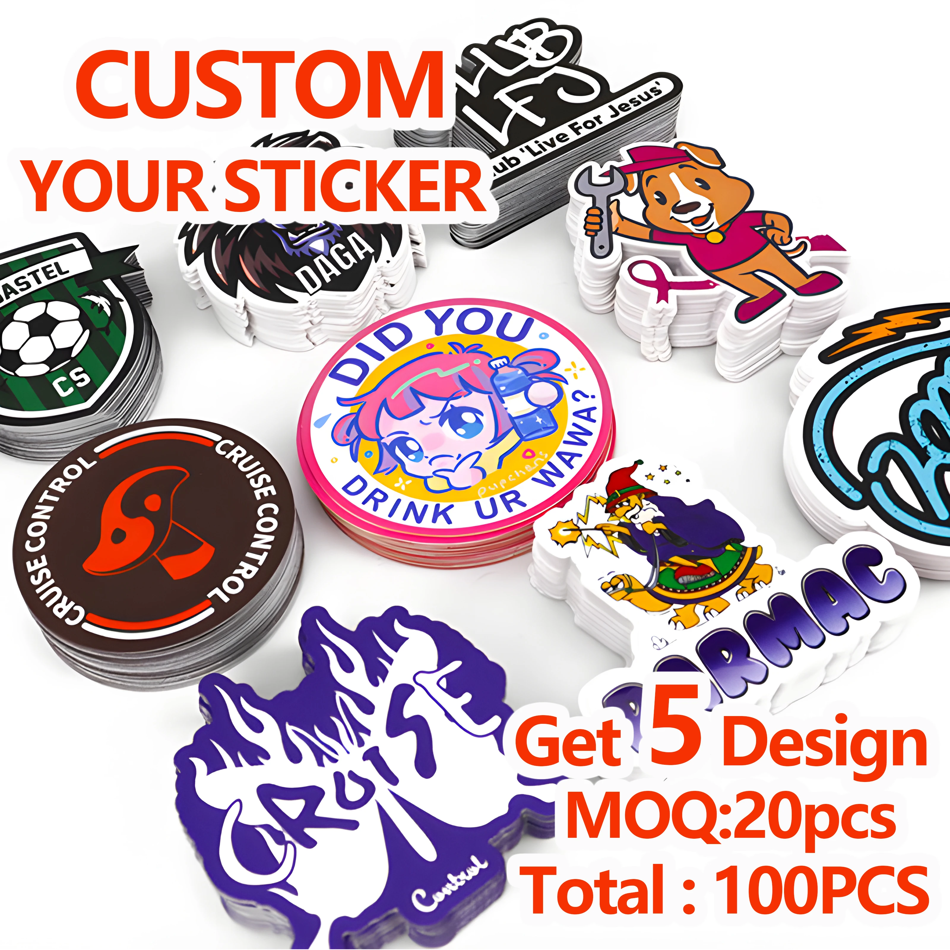 

Custom Stickers Waterproof Your Own Logo Name Label PVC Vinyl Die Kiss Cut Kawaii Cute Laptop Aesthetics Sticker Self Adhesive
