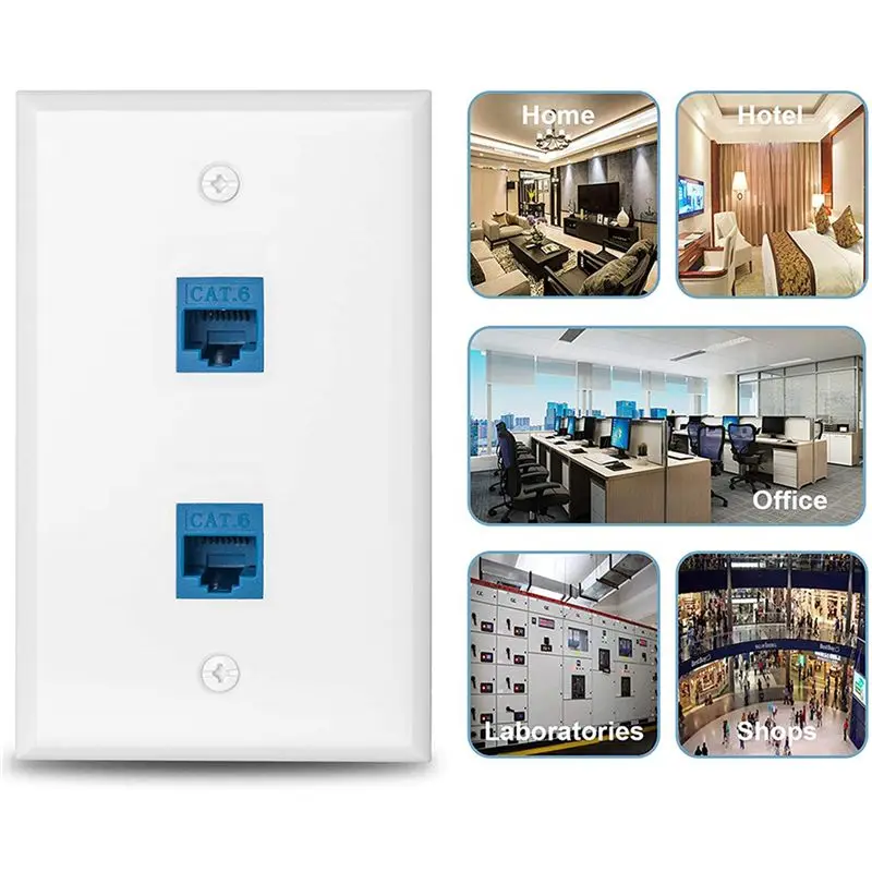 QWE-4-Pack 2 Port Ethernet Wall Plate, RJ45 Cat6 Female To Female Jack Inline Coupler Face Plates, 2-Port
