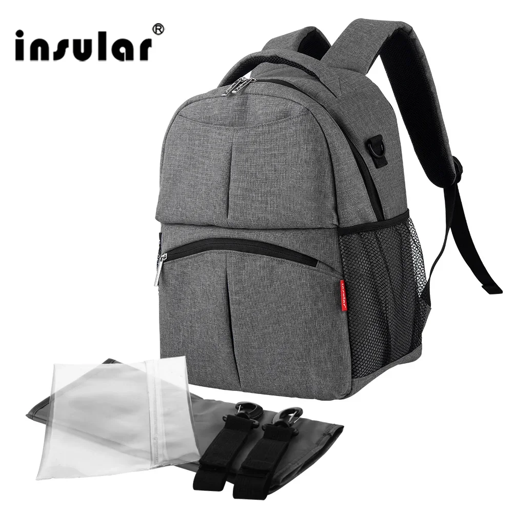 

Insular Solid Color Baby Diaper Changing Backpack Bag Multifunctional Baby Mommy Bag Waterproof Mummy Nappy Stroller Backpack