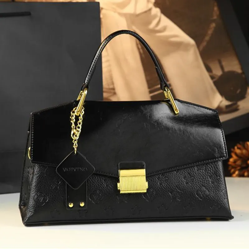 

Новинка 2025 года, винтажные кожаные женские сумки с замком, модная сумка через плечо, сумки-мессенджеры с верхней ручкой