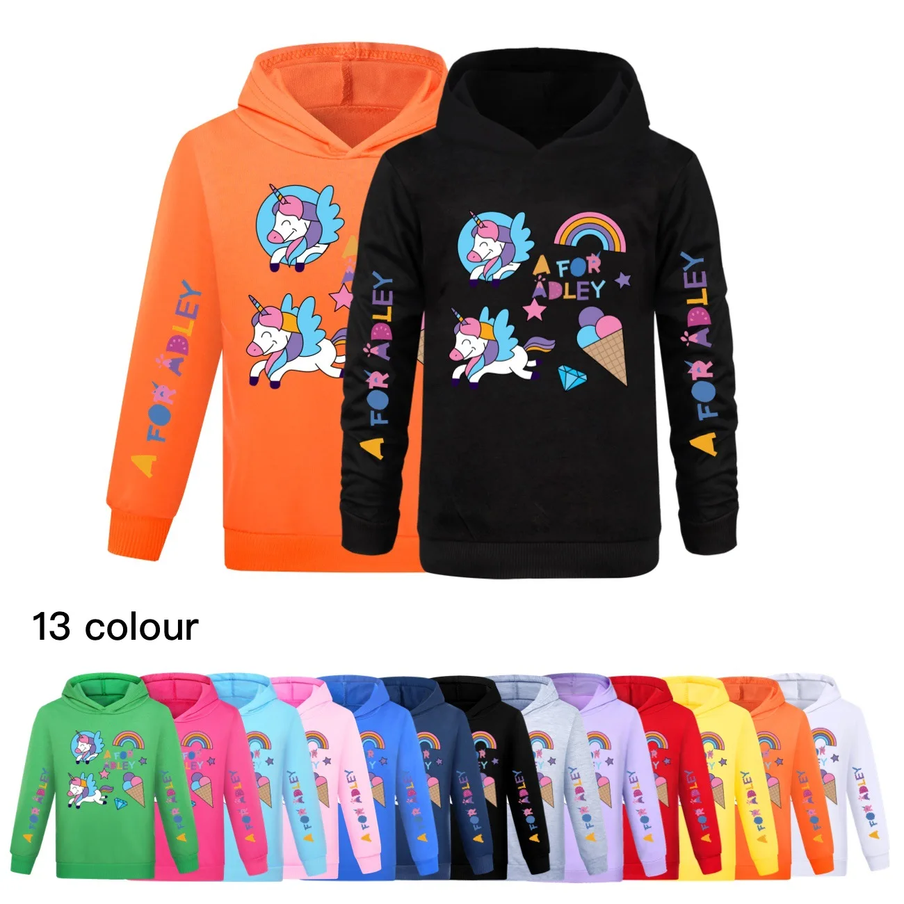 

New A for Adley Hoodie Kids Preschool Cartoon Clothing Baby Girls Long Sleeved Sweatshirt Boys Hooded Coats Children's Outerwear