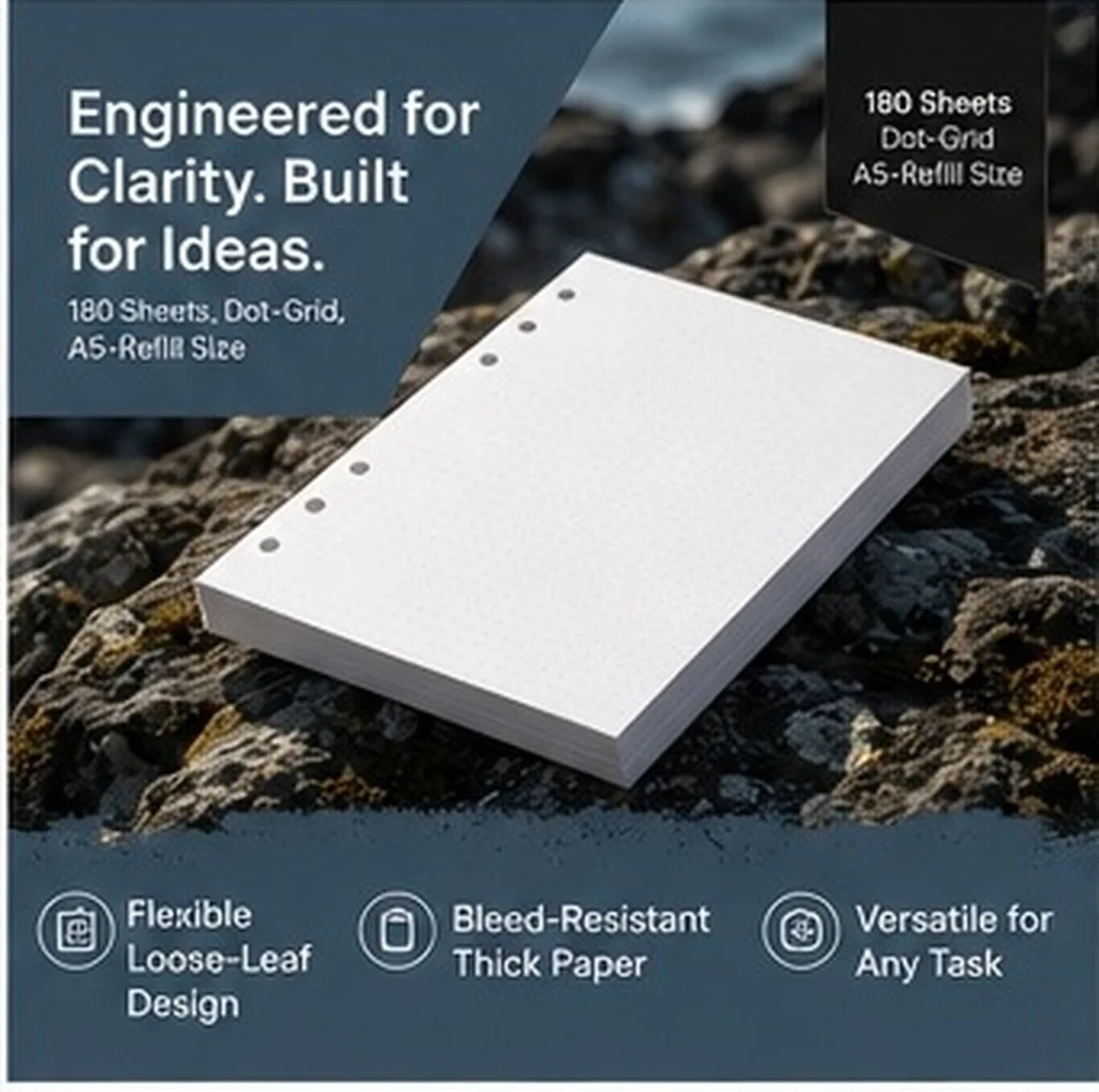 180Pcs Dotted Pattern Paper A5 Loose Leaf 6 Hole Punched Refill Sheets for Planning Project Notes Journal Refill