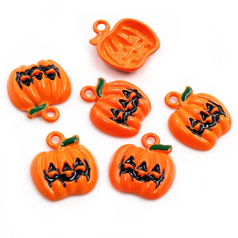 6pcs/lot Enamel Halloween Decorations Charms Pendant for Jewelry Making Pumpkin Ghost Spider for Necklace Bracelet Supplies