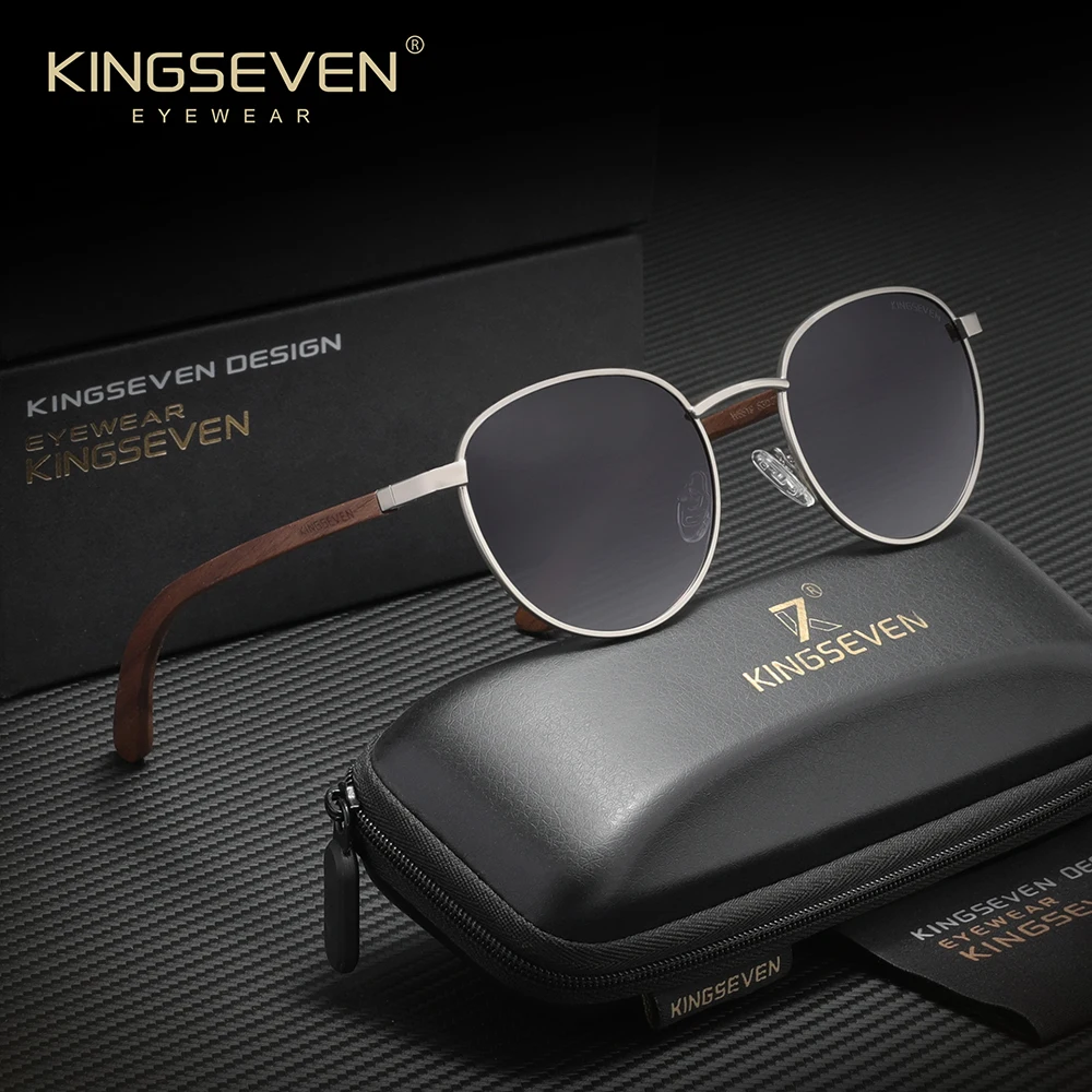 

KINGSEVEN Роскошные модные мужские и женские солнцезащитные очки в стиле ретро, поляризационные UV400, защитные очки в круглой оправе, антибликовые очки